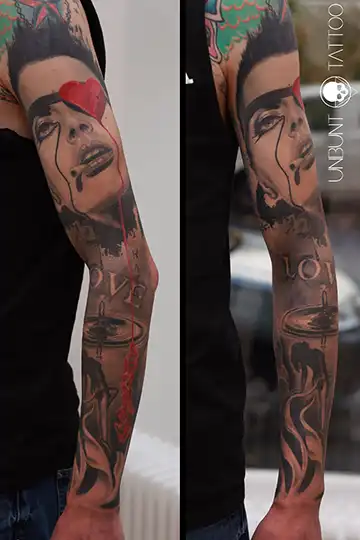 trash polka tattoo mann arm von unbunt tattoos in essen